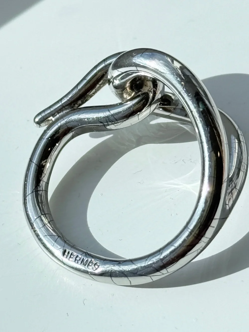 Vintage Hermès Silver Jumbo Scarf Ring with Box - Picture 8 of 10